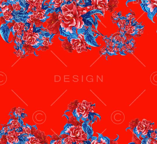 手绘玫瑰印花华亿平台图片