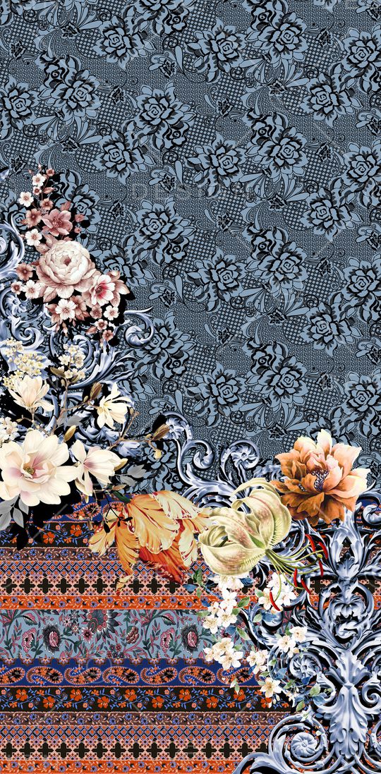 传统花纹印花华亿平台图片