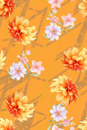 手绘大花印花华亿平台图片