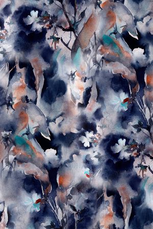 水彩花卉印花华亿平台图片