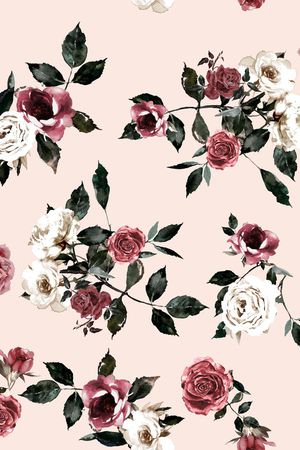 手绘玫瑰印花华亿平台图片