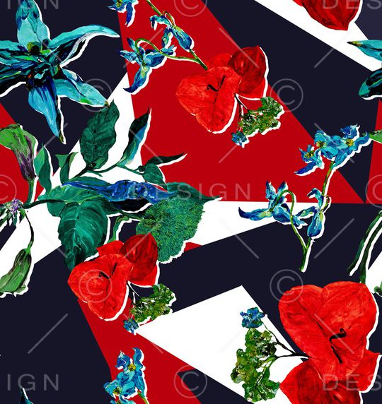 几何花卉印花华亿平台图片