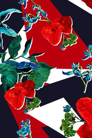 几何花卉印花华亿平台图片