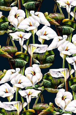 黑底花卉印花华亿平台图片