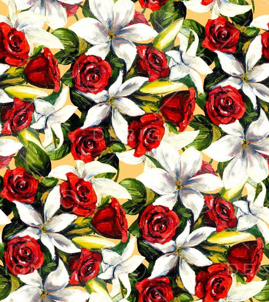 手绘玫瑰印花华亿平台图片