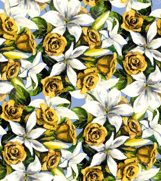 手绘玫瑰印花华亿平台图片