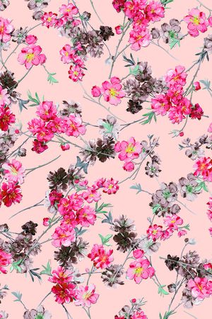 手绘花卉印花华亿平台图片