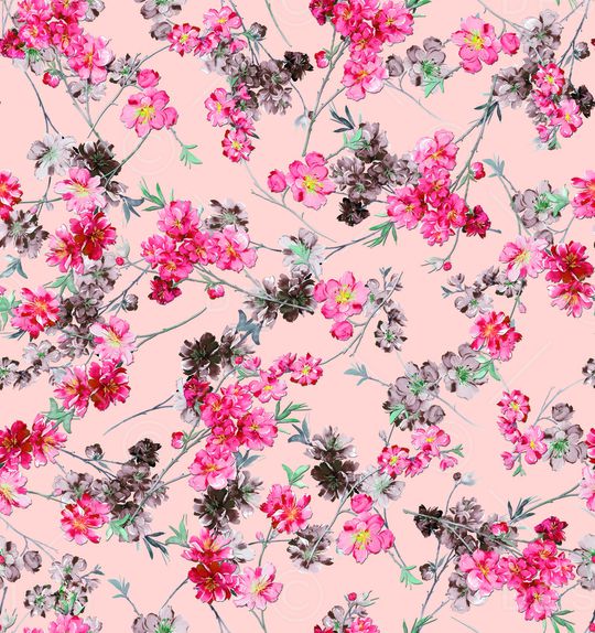 手绘花卉印花华亿平台图片