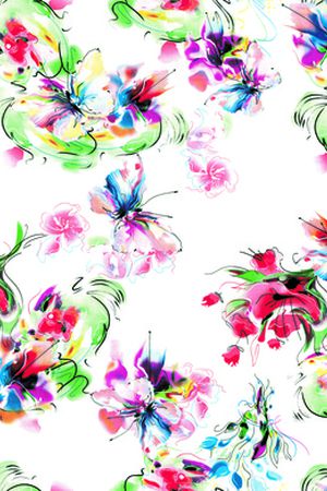 手绘花卉印花华亿平台图片