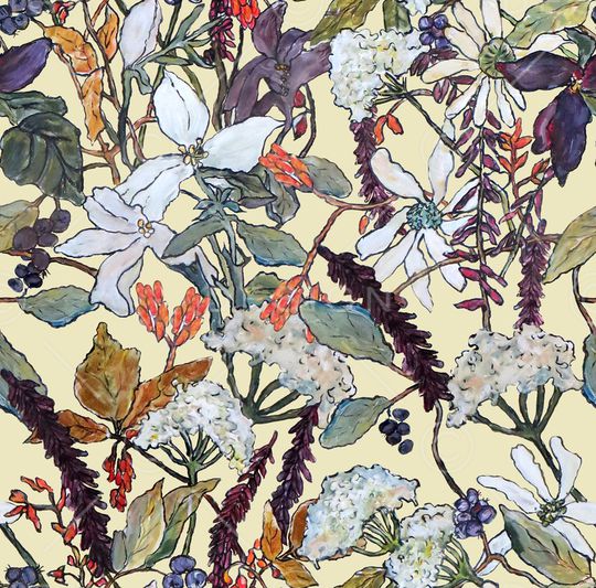 手绘花卉印花华亿平台图片