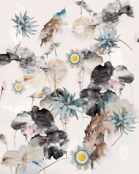 清爽底花卉印花华亿平台图片