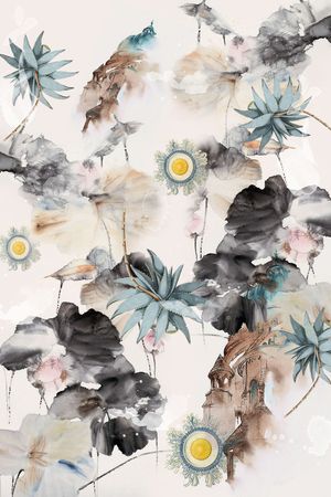 清爽底花卉印花华亿平台图片