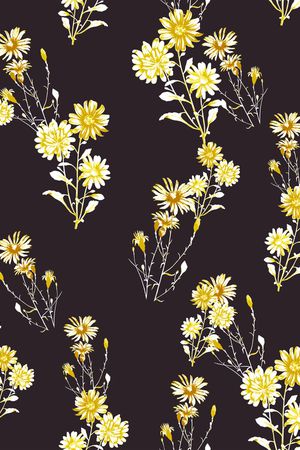 黑底花卉印花华亿平台图片