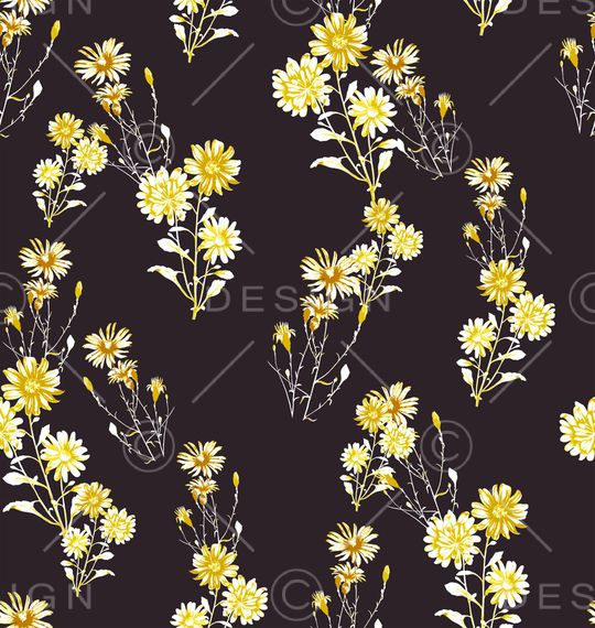 黑底花卉印花华亿平台图片