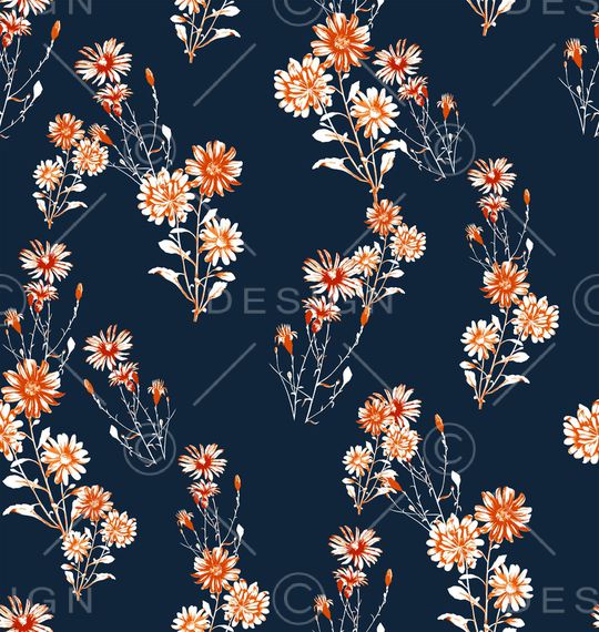 黑底花卉印花华亿平台图片