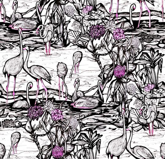 火烈鸟印花华亿平台图片