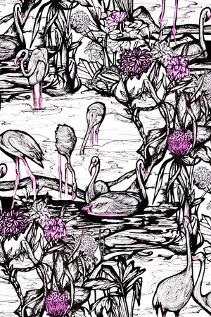 火烈鸟印花华亿平台图片