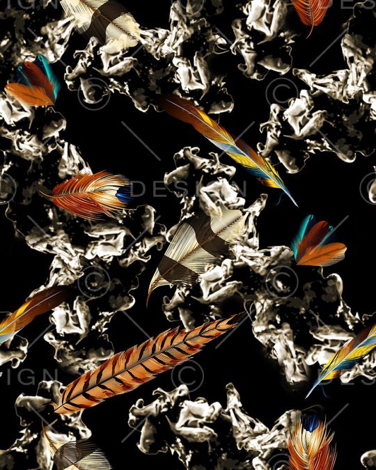 羽毛印花华亿平台图片