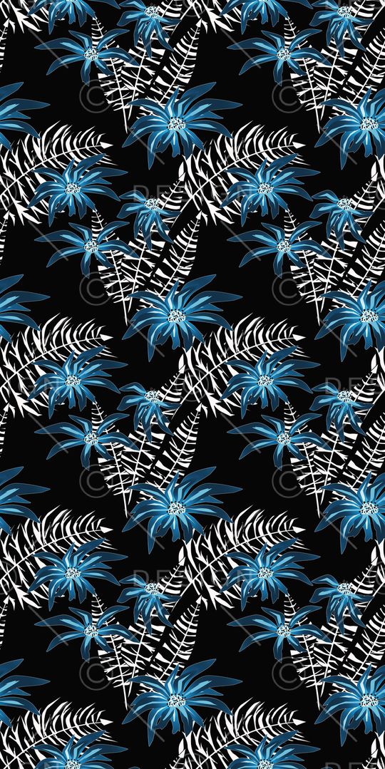 黑底花卉印花华亿平台图片