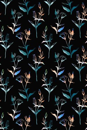 黑底花卉印花华亿平台图片