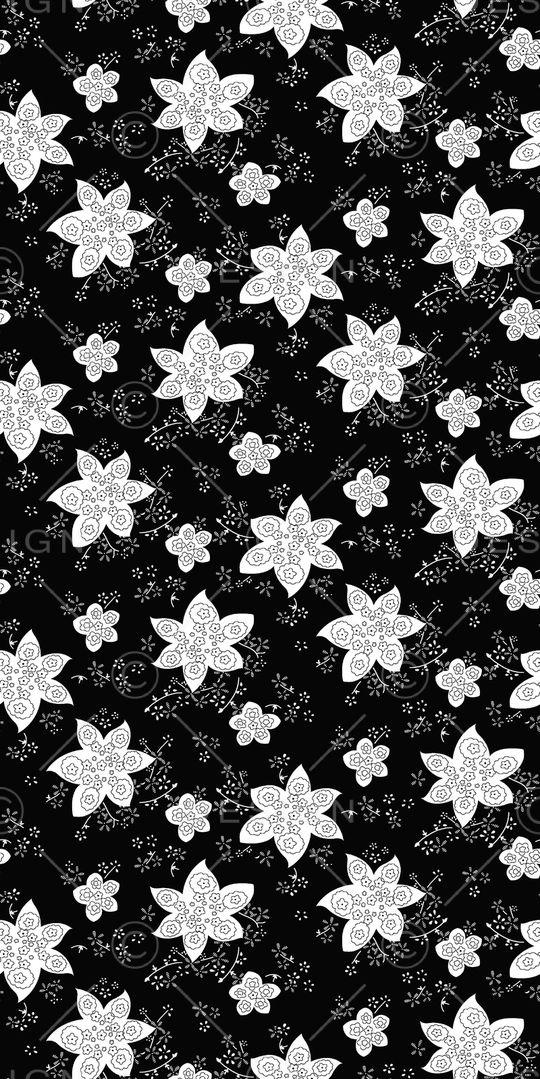 黑底花卉印花华亿平台图片