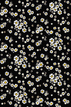 黑底花卉印花华亿平台图片