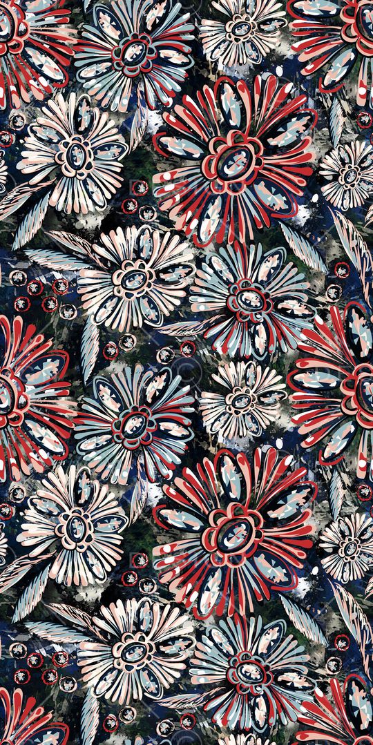 黑底花卉印花华亿平台图片