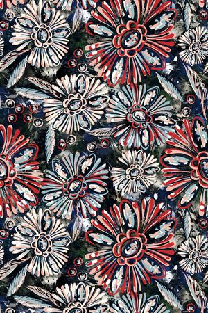 黑底花卉印花华亿平台图片