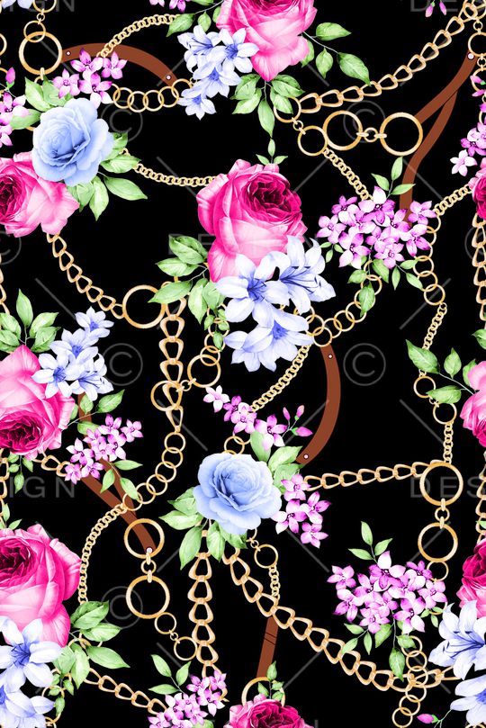 手绘大花印花华亿平台图片