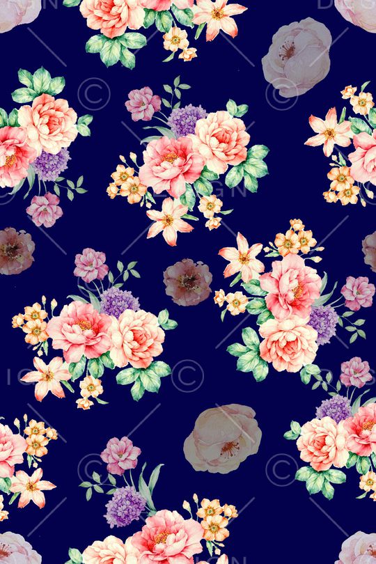 水彩花卉印花华亿平台图片