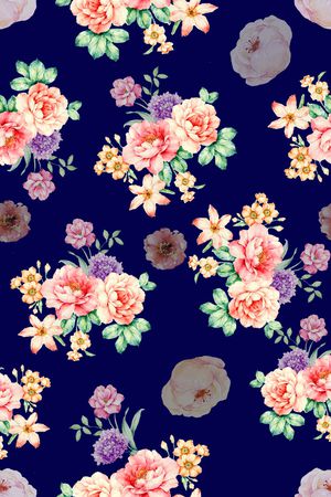 水彩花卉印花华亿平台图片