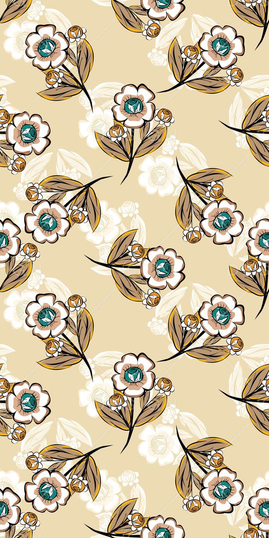 清爽底花卉印花华亿平台图片