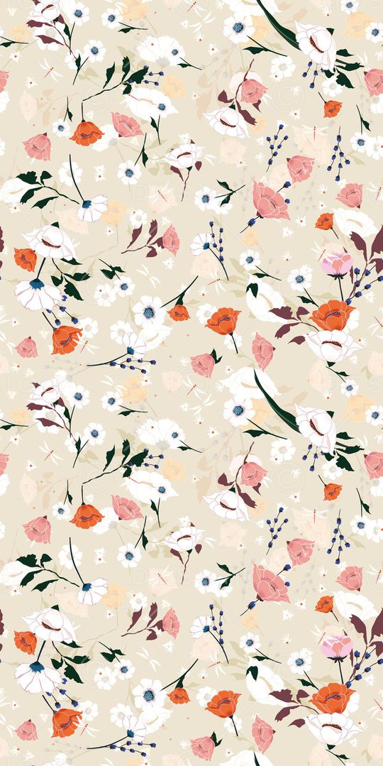 清爽底花卉印花华亿平台图片