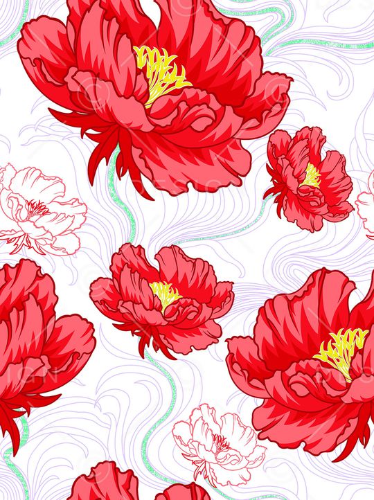 几何花卉印花华亿平台图片