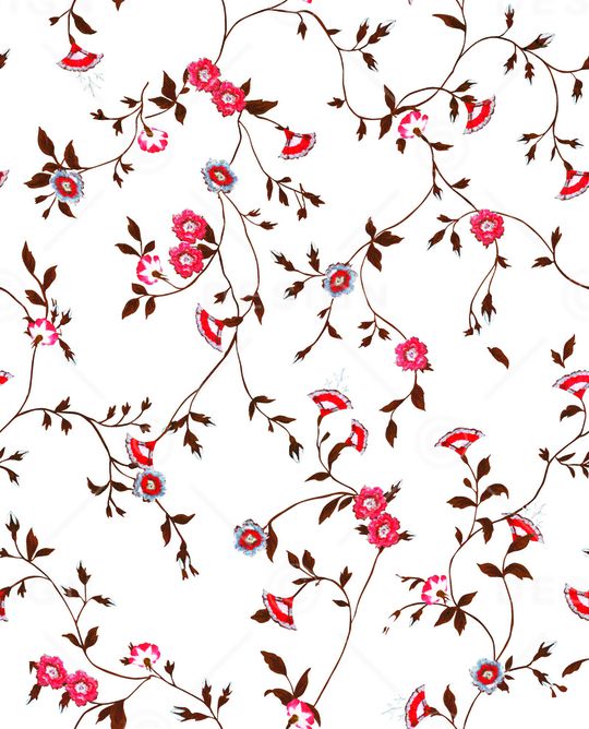 清爽底花卉印花华亿平台图片