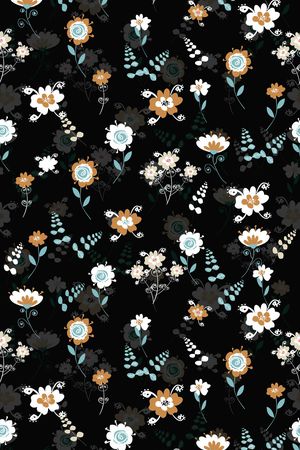 黑底花卉印花华亿平台图片
