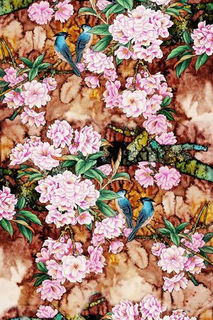 花鸟印花华亿平台图片