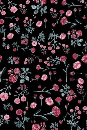 黑底花卉印花华亿平台图片