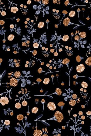 黑底花卉印花华亿平台图片