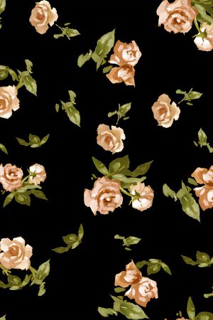 黑底花卉印花华亿平台图片