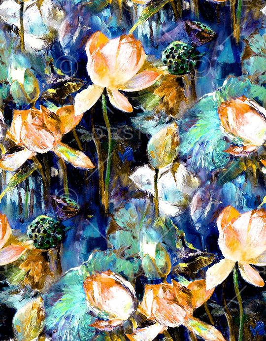 荷花印花华亿平台图片