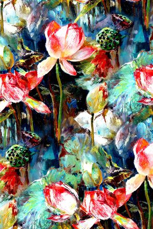 荷花印花华亿平台图片