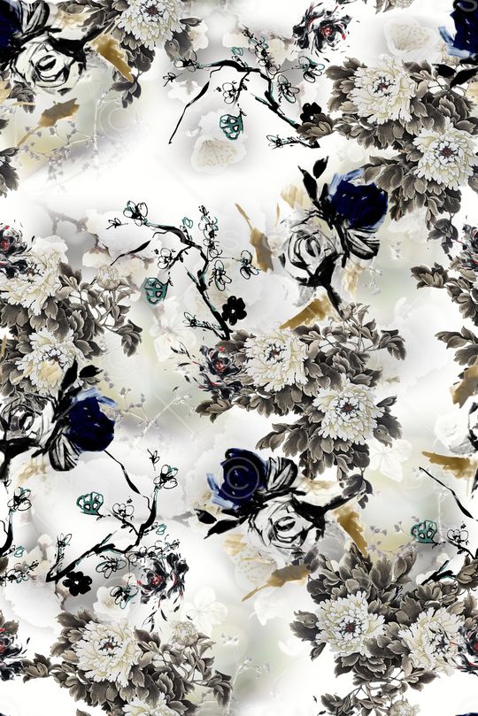 水墨风印花华亿平台图片