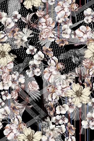 几何花卉印花华亿平台图片