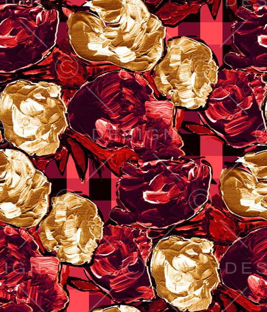 手绘玫瑰印花华亿平台图片