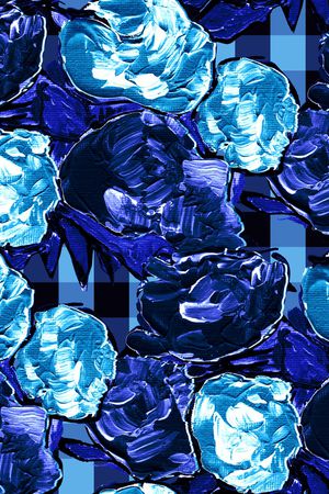 手绘玫瑰印花华亿平台图片