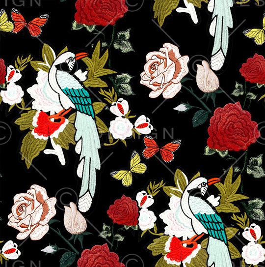 花鸟印花华亿平台图片