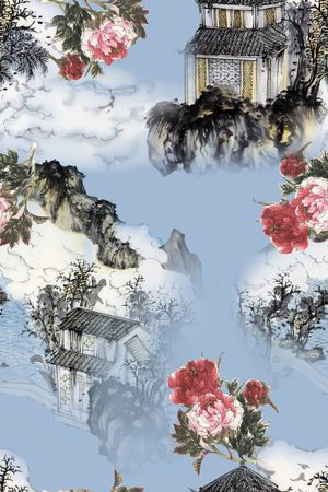 清爽底花卉印花华亿平台图片