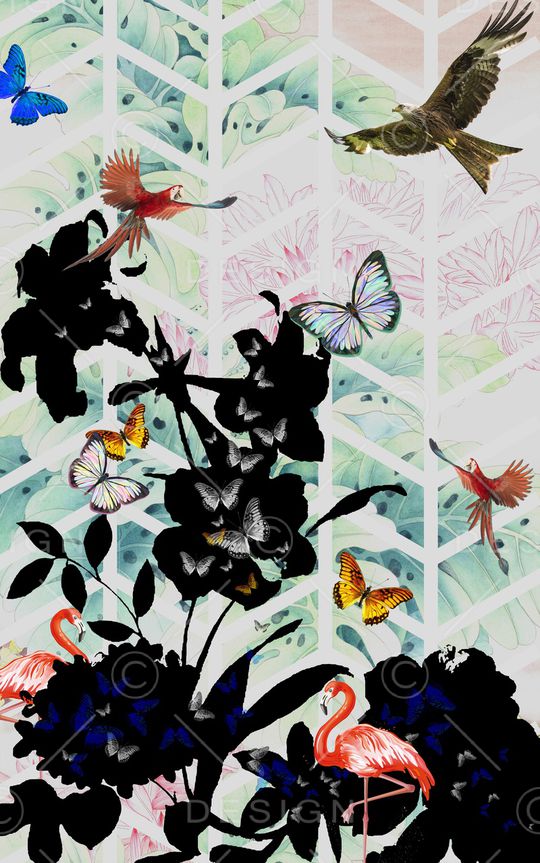 褪色花卉印花华亿平台图片