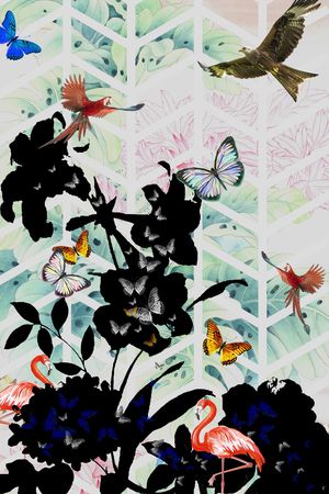 褪色花卉印花华亿平台图片